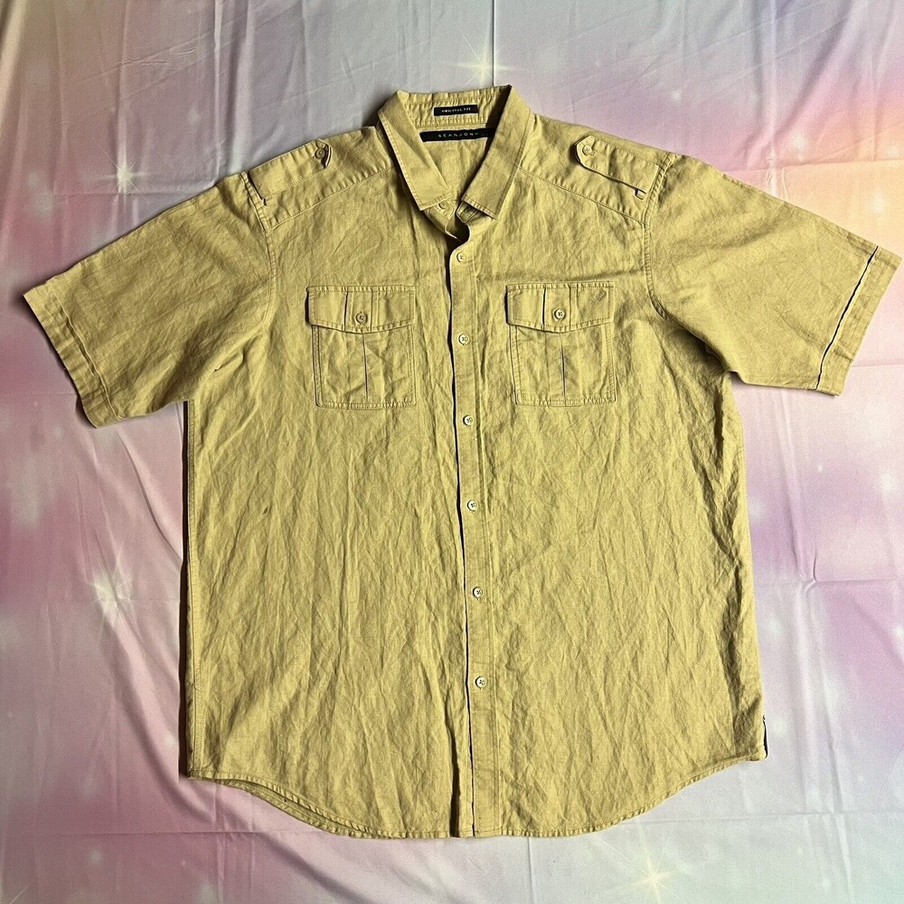 Sean John Button Up Shirt Men's Size XXL Short Sleeve One True King Casual